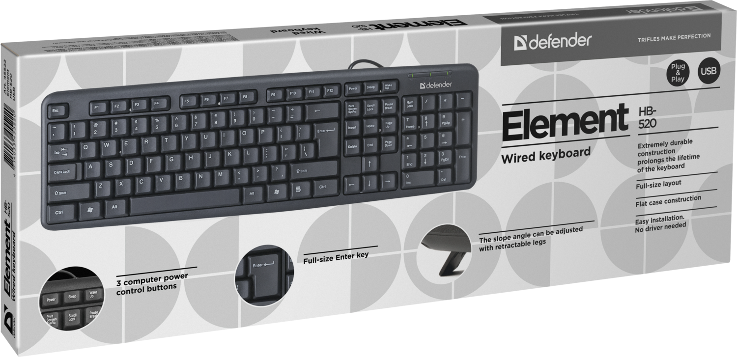 Клавиатура Defender Element HB-520 45522, цвет черный