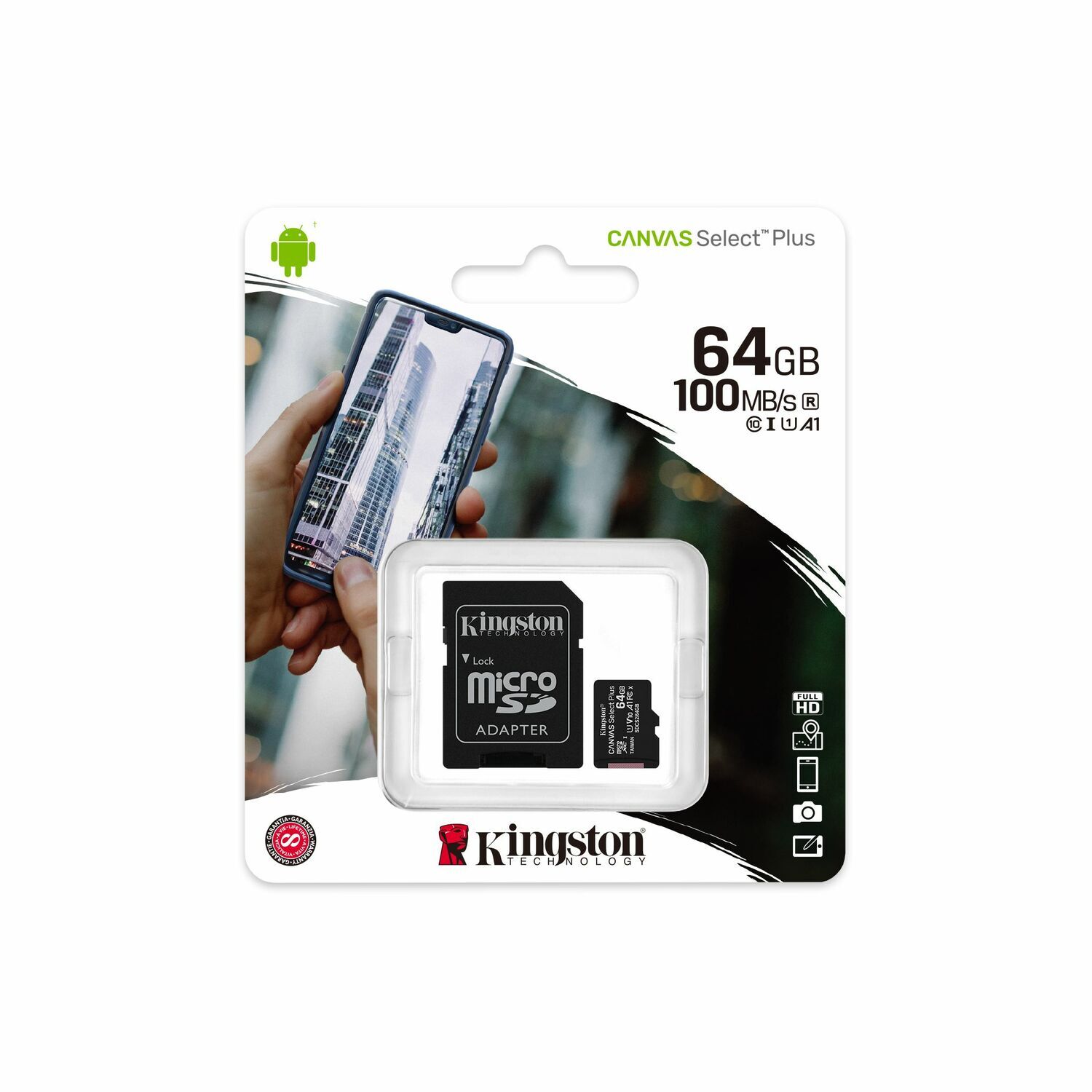 Карта памяти Kingston microSDXC Canvas Select Plus 64GB