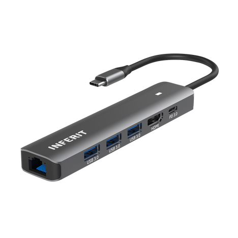 Сетевой адаптер Inferit USB 3.0 To 10/100/1000 Gigabit Rj45 adapter with HUB, Metall Shell