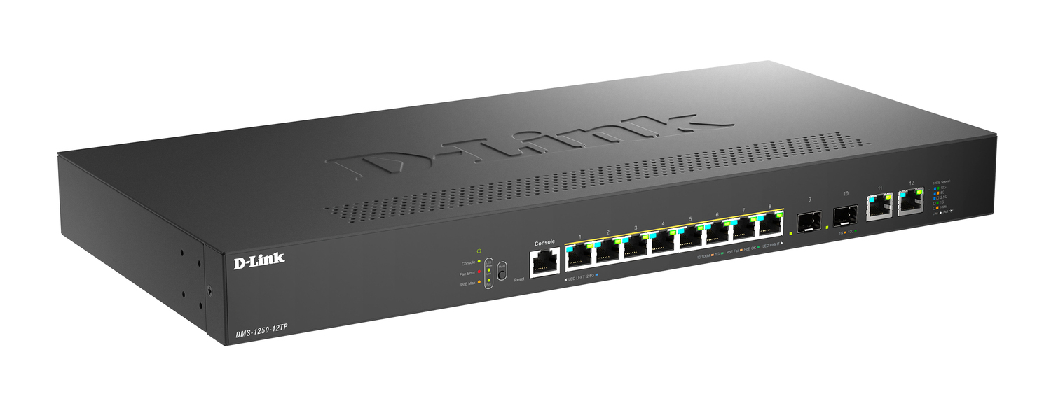 Коммутатор/ Управляемый L2 PoE-коммутатор, 8x2.5GBase-T PoE, 2x10GBase-T, 2x10GBase-X SFP+, PoE-бюджет 240 Вт, защита от статического электричества до 6 кВ, CLI, консольный порт RJ-45