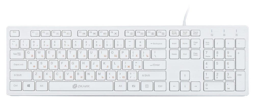 Клавиатура Oklick KeyBoard 500M 1061586, цвет белый