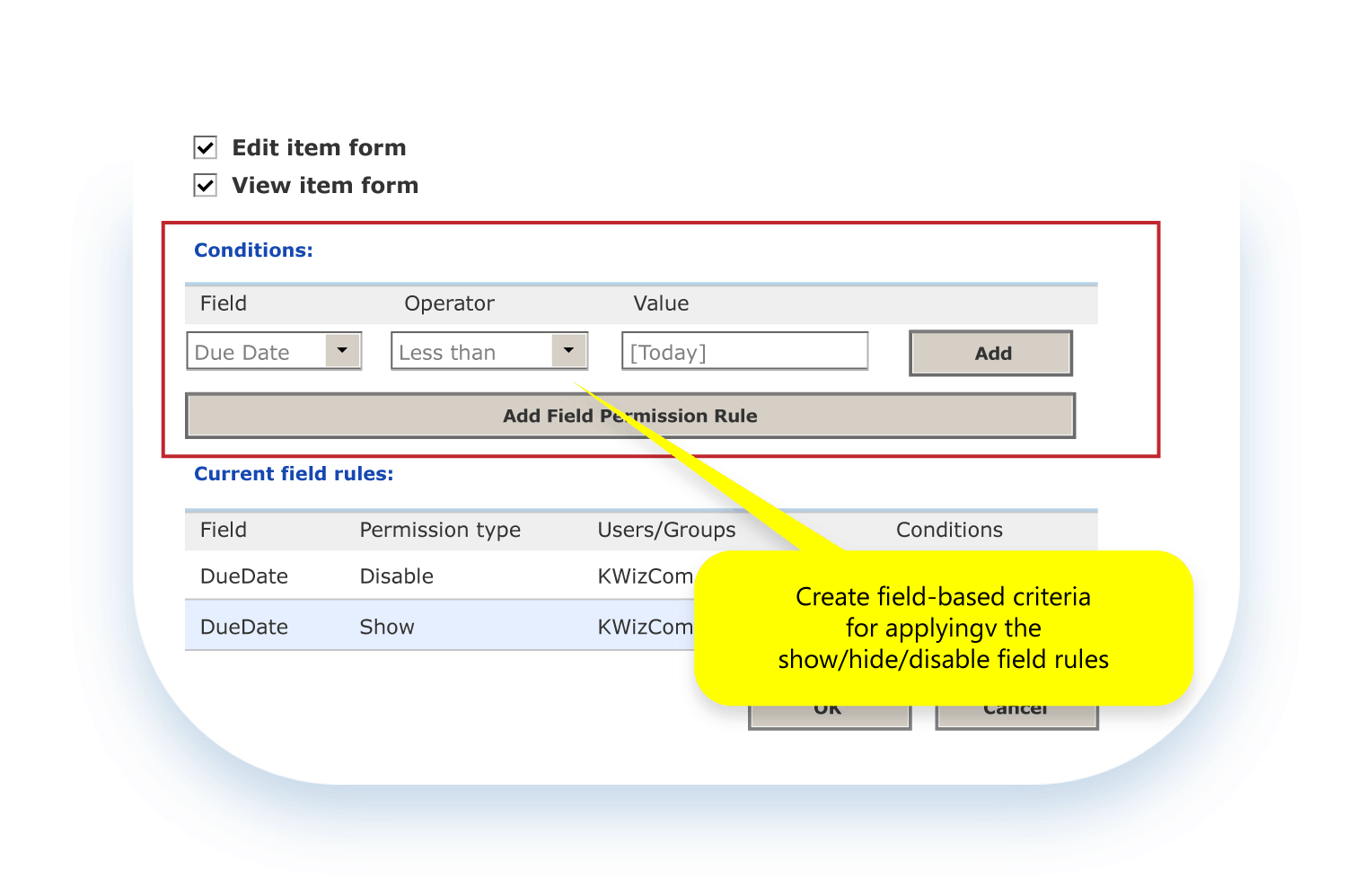 KWizCom Field Permissions