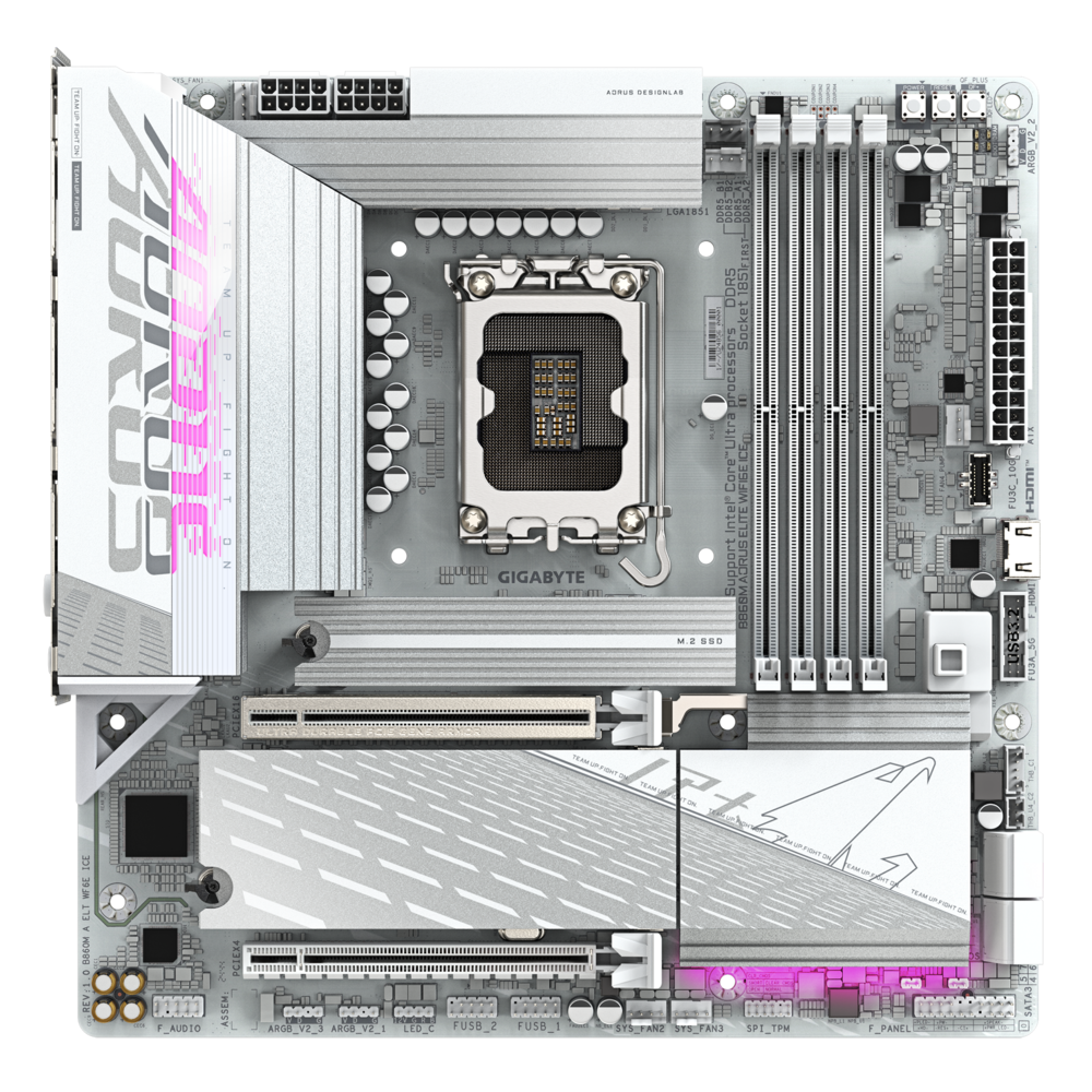 Материнская плата Gigabyte LGA1851 Intel B860 B860M AORUS ELITE WIFI6E ICE
