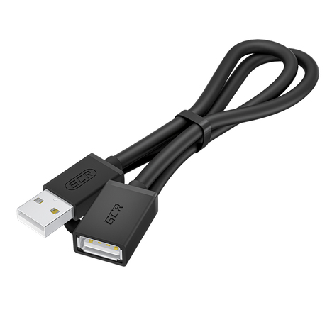 GCR Удлинитель 1.0m USB 2.0 AM/AF, черный, GCR-55069