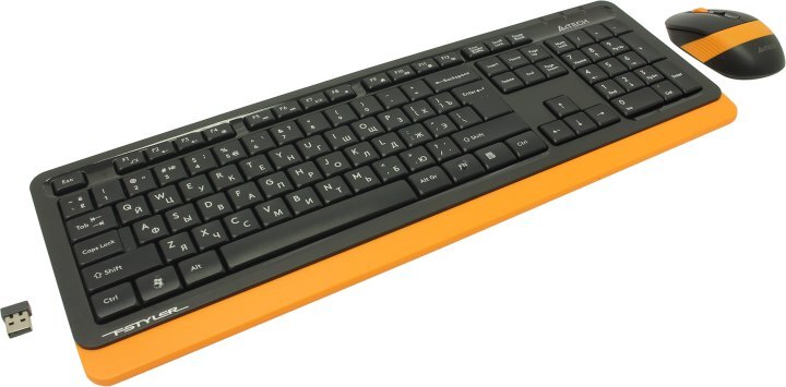 Клавиатура+мышь A4tech Клавиатура + мышь Fstyler FG1010 FG1010 ORANGE, цвет черный