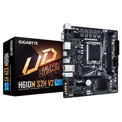 Материнская плата Gigabyte H610M S2H V2 Soc-1700 Intel H610 2xDDR5 mATX AC`97 8ch(7.1) GbLAN+VGA+HDMI+DP