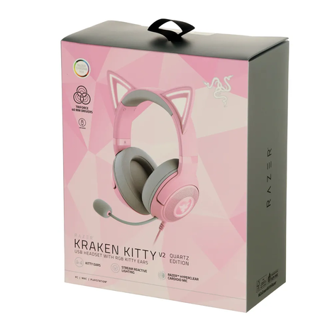 Гарнитура Razer Kraken Kitty V2, цвет розовый/серый