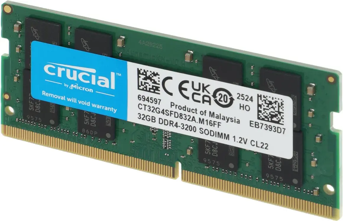 Оперативная память Crucial Desktop DDR4 3200МГц 32GB CL22, CT32G4SFD832A