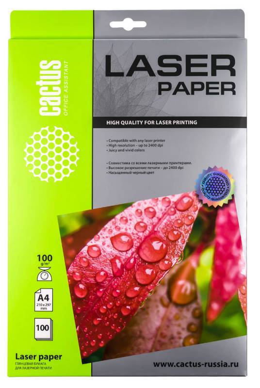 Бумага белый Cactus CS-LPA4100100