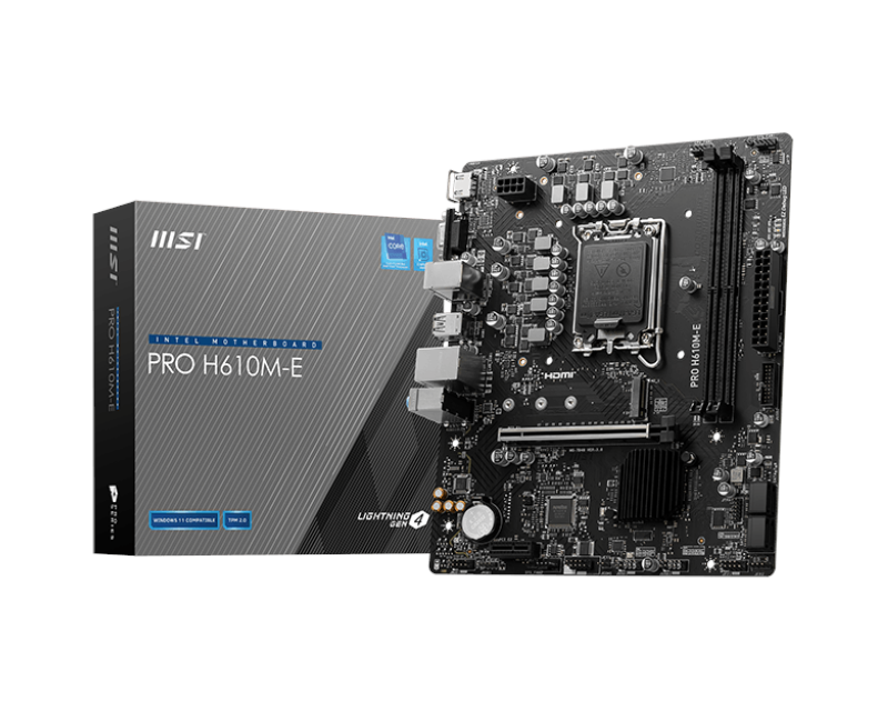 Материнская плата/ MB MSI INTEL H610 s1700, 2xDDR5(96GB), D-SUB/HDMI 1.4, 1xPCIe 4.0x16, 1xPCIe 3.0, 1xLAN, 4xSATA 6Gb/s, 1xM.2, 2xUSB 3.2, 4xUSB 2.0, 1xPS/2, mATX