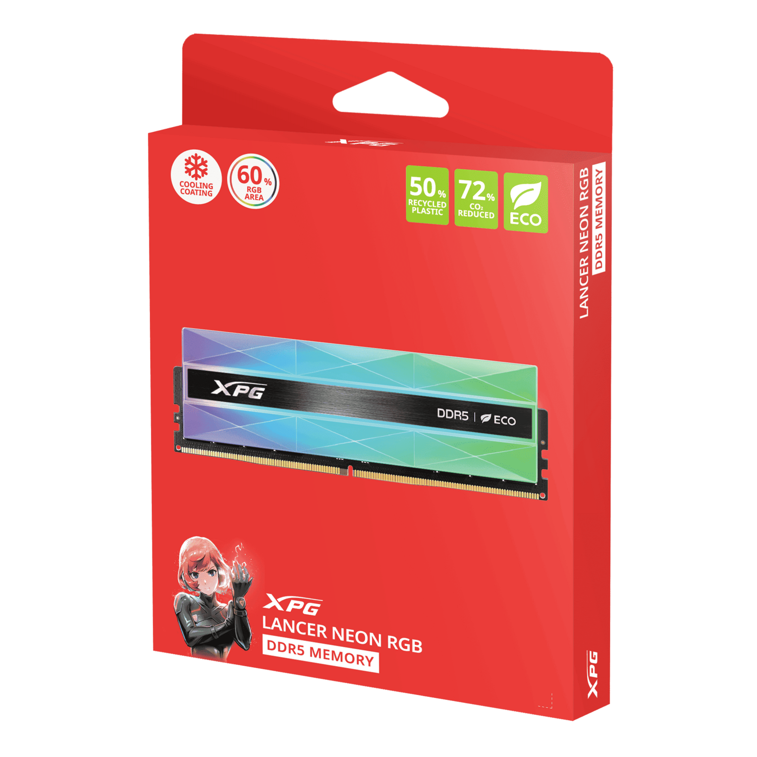 Оперативная память ADATA LANCER NEON RGB DDR5 6400МГц 2*16GB, AX5U6400C3216G-DCLANRSG, RTL