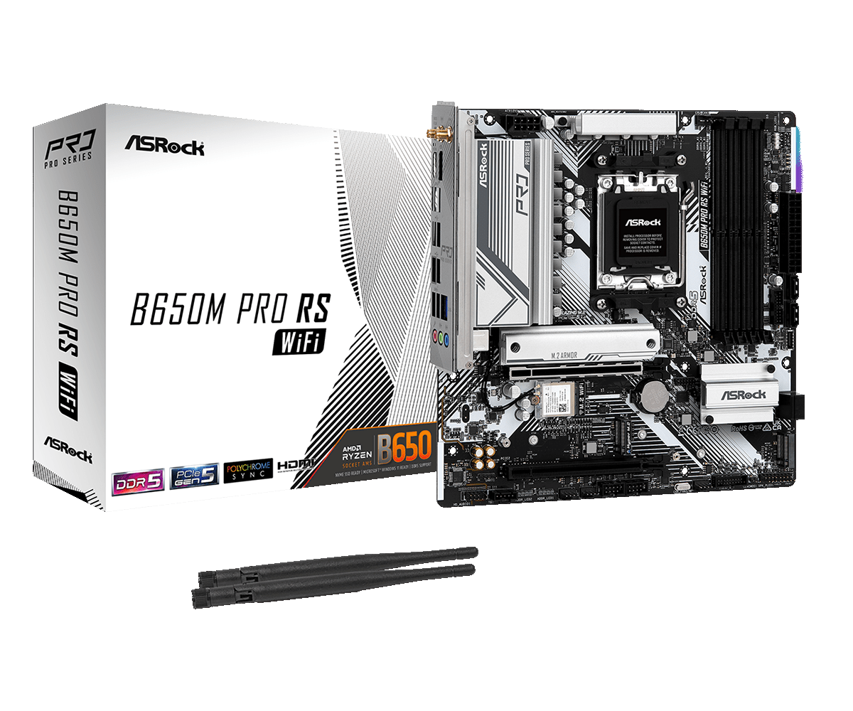 Материнская плата ASRock AM5 AMD B650 B650M PRO RS WIFI
