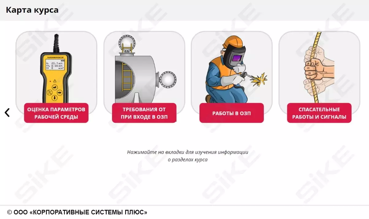 Sike. Электронный курс «Правила по охране труда при работе в ограниченных и замкнутых пространствах (ОЗП)»