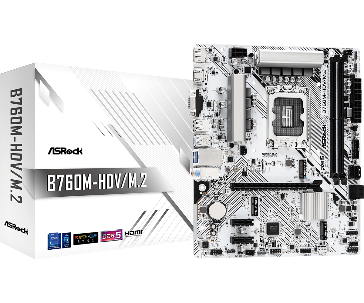 Материнская плата ASRock LGA 1700 Intel B760 B760M-HDV/M.2