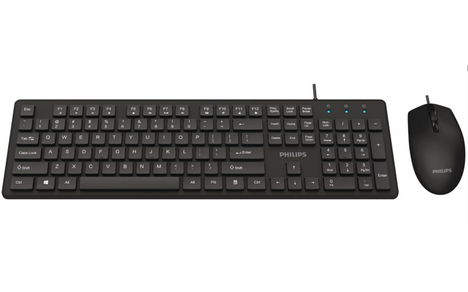Клавиатура+мышь Philips Клавиатура + мышь SPT6264, русская заводская раскладка SPT6264B/60, цвет черный