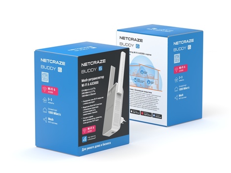 Wi-Fi Mesh-ретранслятор/ Mesh-ретранслятор Wi-Fi AX3000  2,4 ГГц/  5 ГГц, 1x1000 Мбит/с Ethernet