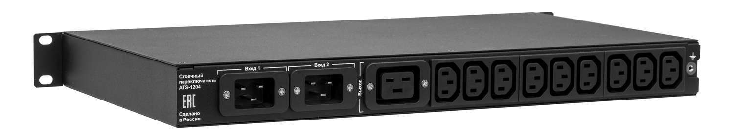 ELEMY ATS, 1U, 220B, 16A, Индикация: OLED-дисплей, Мониторинг: WEB, SNMP, Modbus-TCP, Вход (2) C20, Выход (1) C19 (9) C13