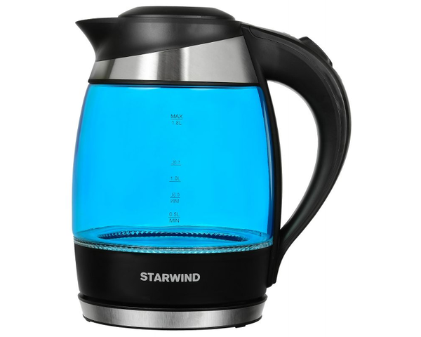

Чайник электрический Starwind SKG2216 1.8л. 2200Вт синий/черный (корпус: стекло)