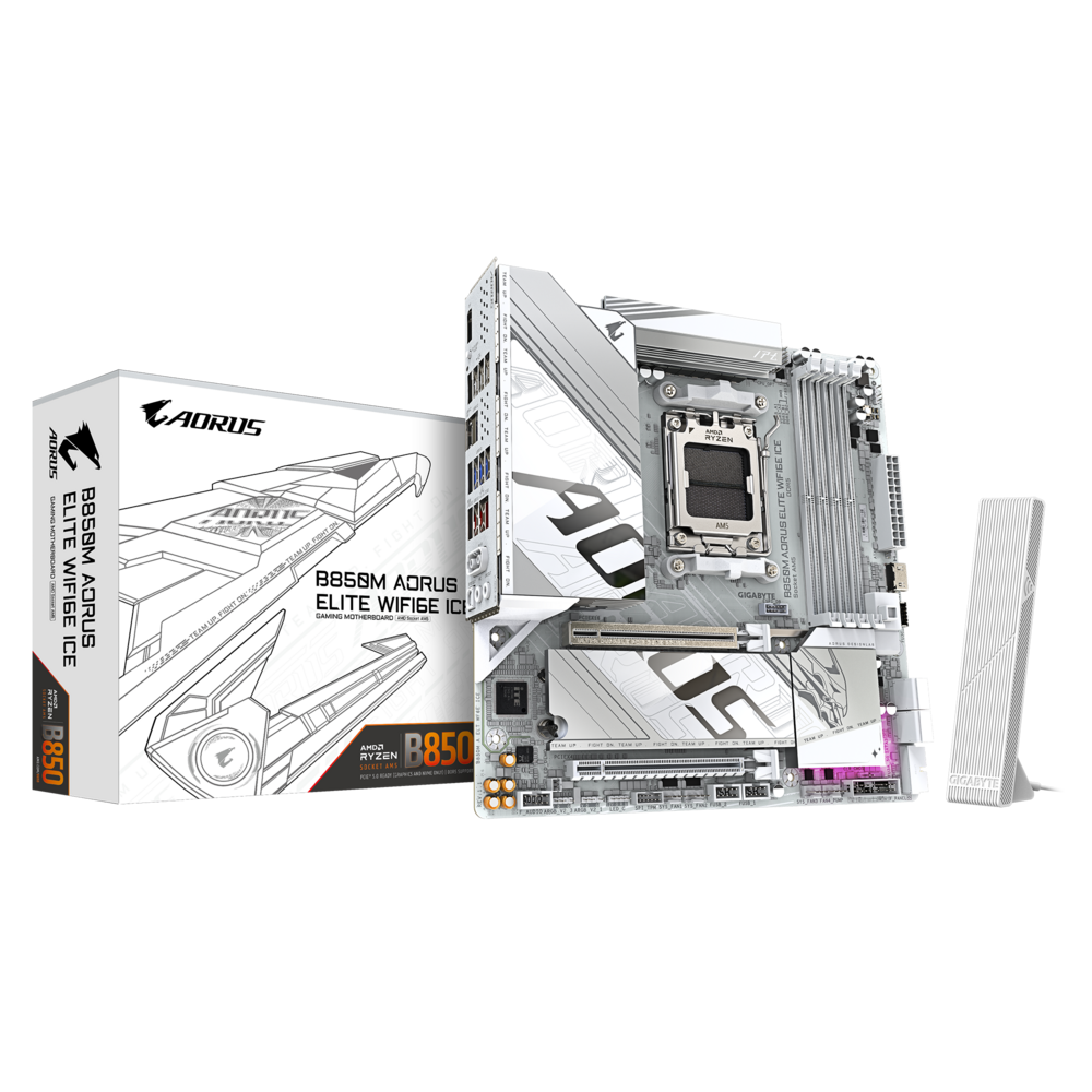 Материнская плата Gigabyte AM5 AMD B850 B850M AORUS ELITE WIFI6E ICE