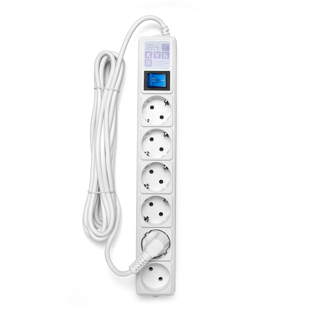Сетевой фильтр Powercube Сетевой фильтр SPG(5+1)-16B-5М-WHITE 5м (6 розеток)