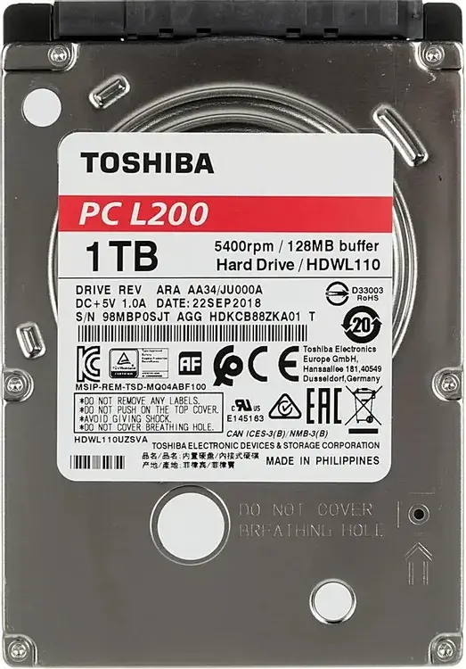 Жесткий диск  TOSHIBA L200 Slim 2.5  1TB 5.4K SATA3