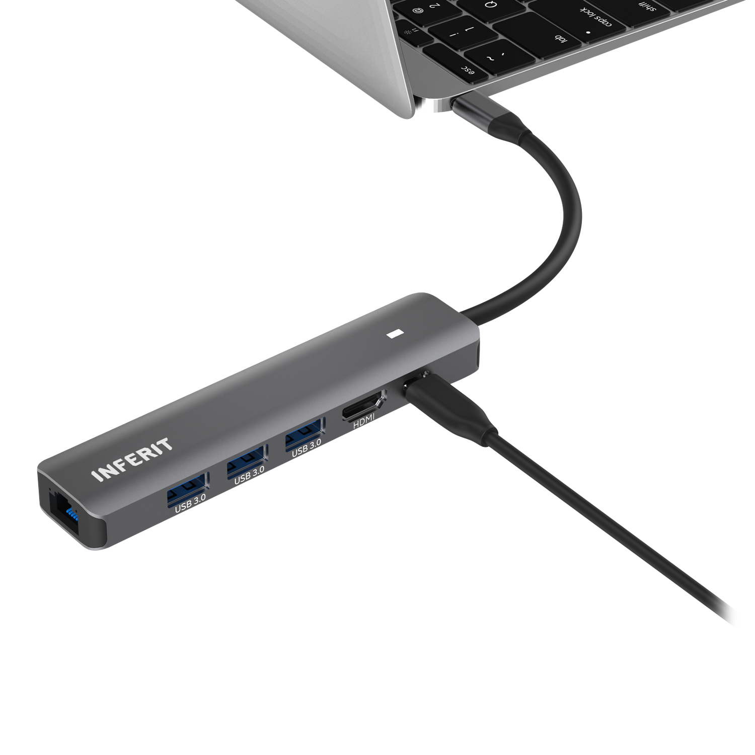 Сетевой адаптер Inferit USB 3.0 To 10/100/1000 Gigabit Rj45 adapter with HUB, Metall Shell