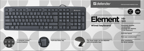 Клавиатура Defender Element HB-520 45522, цвет черный
