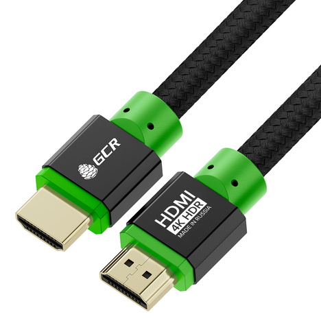 GCR Кабель PROF 2.0m HDMI 2.0, черный ECO Soft капрон, AL корпус черный, HDR 4:4:4, Ultra HD, 4K 60Hz/5K*30Hz, 3D, 18.0 Гбит/с, 28AWG, GCR-54987