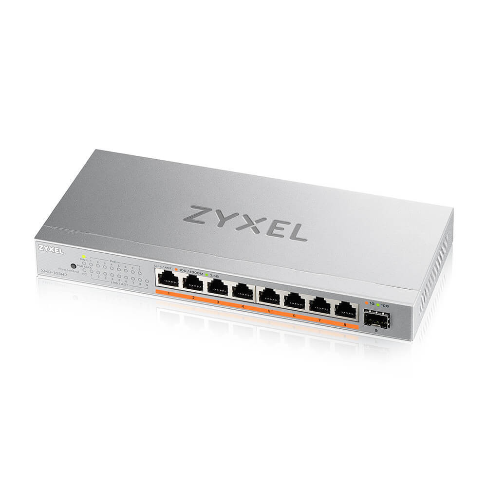 Коммутатор Zyxel XMG-108HP-EU0101F 8x2.5Гбит/с 1SFP+ 8PoE++ 100W неуправляемый