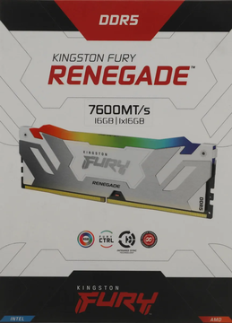 Оперативная память Kingston FURY Renegade RGB White XMP 16GB 7600MT/s DDR5 CL38, KF576C38RWA-16, RTL