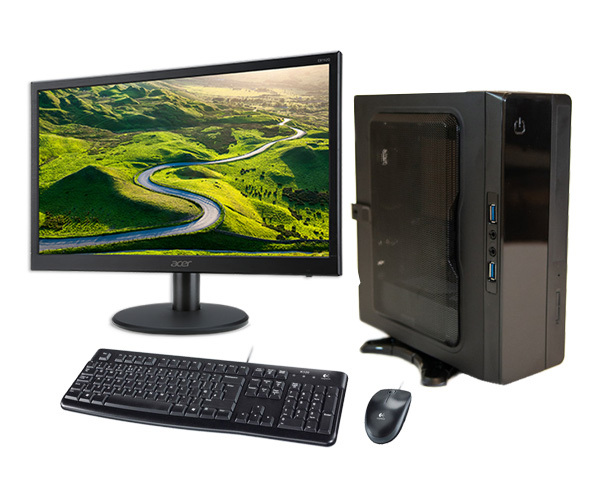 Компактный мини ПК SL Computers SL Mini 102 с монитором, клавиатурой и мышью