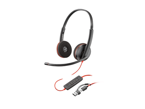 Гарнитура Plantronics Blackwire 3320 3220 Stereo USB-C Headset +USB-C/A Adapter (Bulk) (8X228A6), цвет черный
