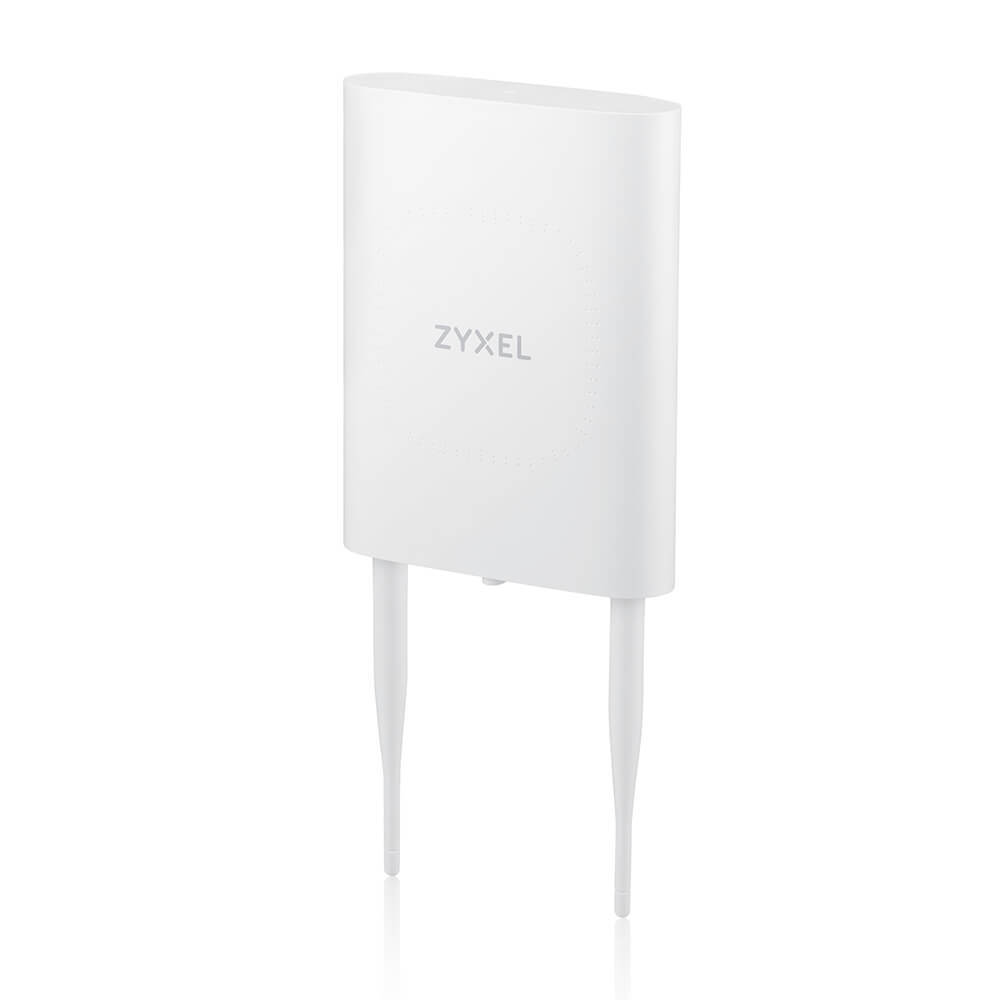 Zyxel Zyxel NebulaFlex NWA55AXE hybrid outdoor access point, 802.11a / b / g / n / ac / ax (2.4 and 5 GHz), external 2x2 antennas (included), up to 575 + 1200 Mbps, 1xLAN GE, anti- 4G / 5G, no Captive portal and WPA-Enterprise support, IP55, PoE only, PoE injector included