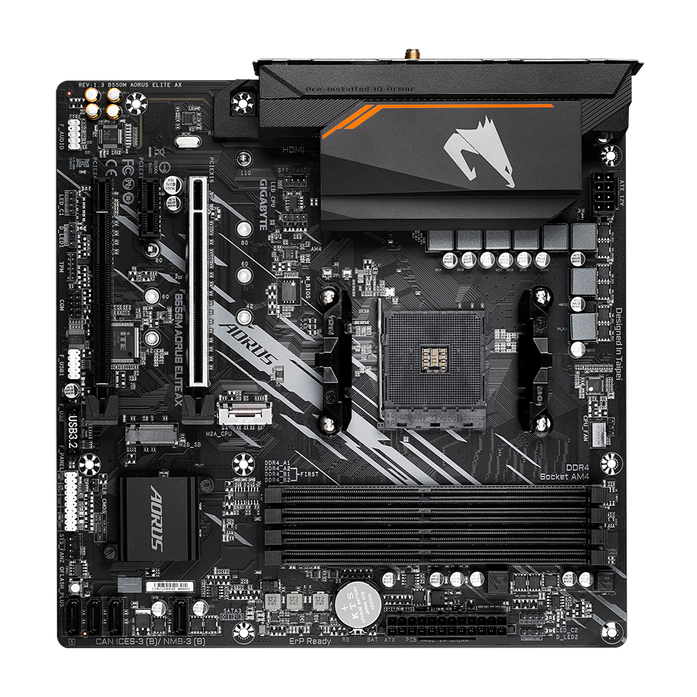 Материнская плата Gigabyte AM4 AMD B550 B550M AORUS ELITE AX