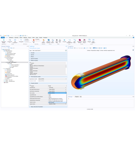 Модуль «Термодинамика жидкостей и газов» для программы COMSOL Multiphysics®