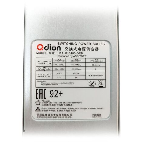 Блок питания Qdion Серверный 1U Slim U1A-K10400-DRB