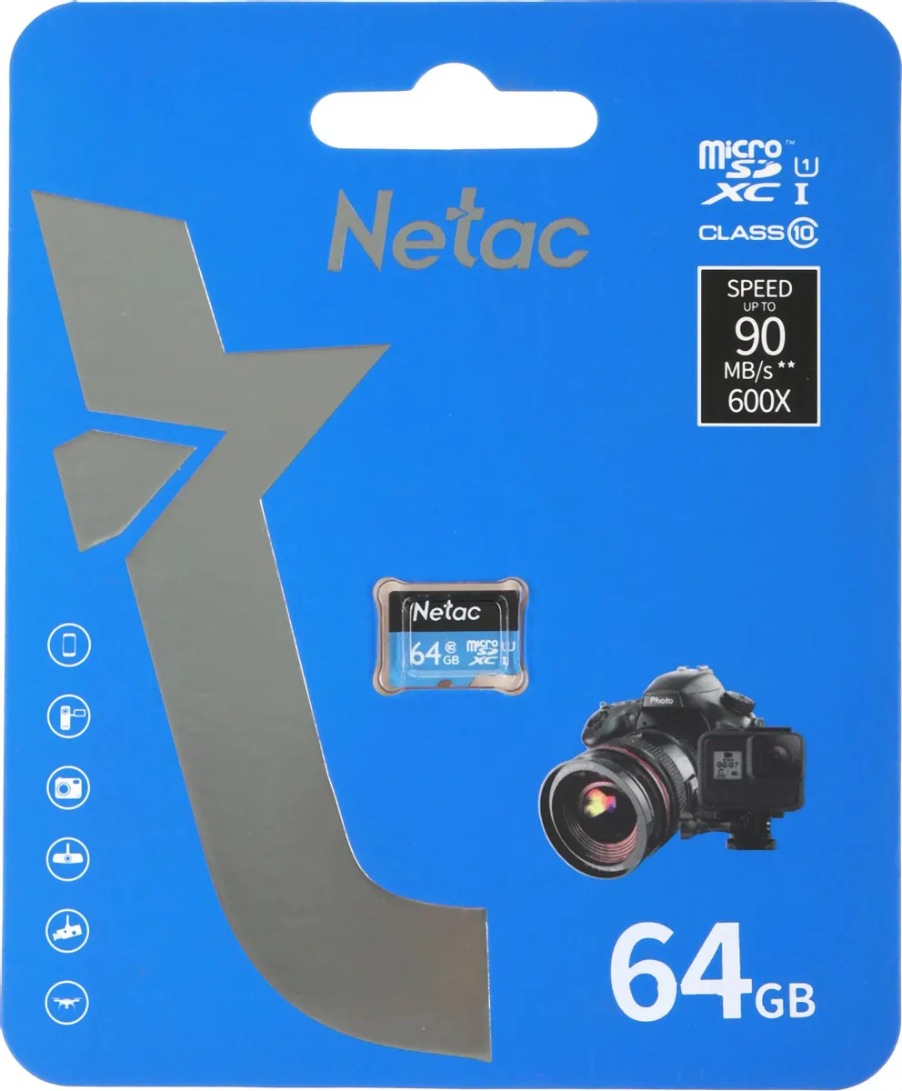 Карта памяти Netac MicroSDXC P500 Standard 64GB