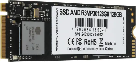 Внутренний твердотельный накопитель AMD M.2 2280, PCIe 3.0 x4, NVMe 128GB R3MP30128G8