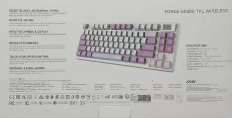 Клавиатура MSI FORGE GK600 TKL WIRELESS VIOLET S11-43RUQ01-HH9, цвет белый