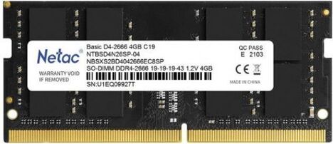 Оперативная память Netac DDR4  4Gb, NTBSD4N26SP-04