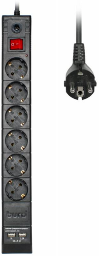Сетевой фильтр Buro Сетевой фильтр BU-SP5_USB_2A-B
