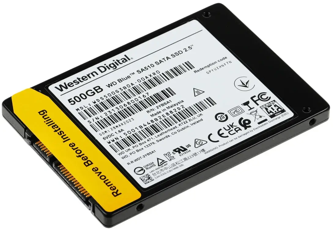 Внутренний твердотельный накопитель Western Digital Blue SA510 500GB