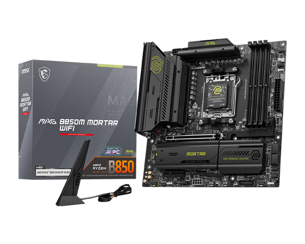 MSI MAG B850M MORTAR WIFI,B850,AM5,4DDR5,1PCI-Ex16,1PCI-Ex4,3M.2,4SATA3,1USB 3.2 Gen2x2,5USB3