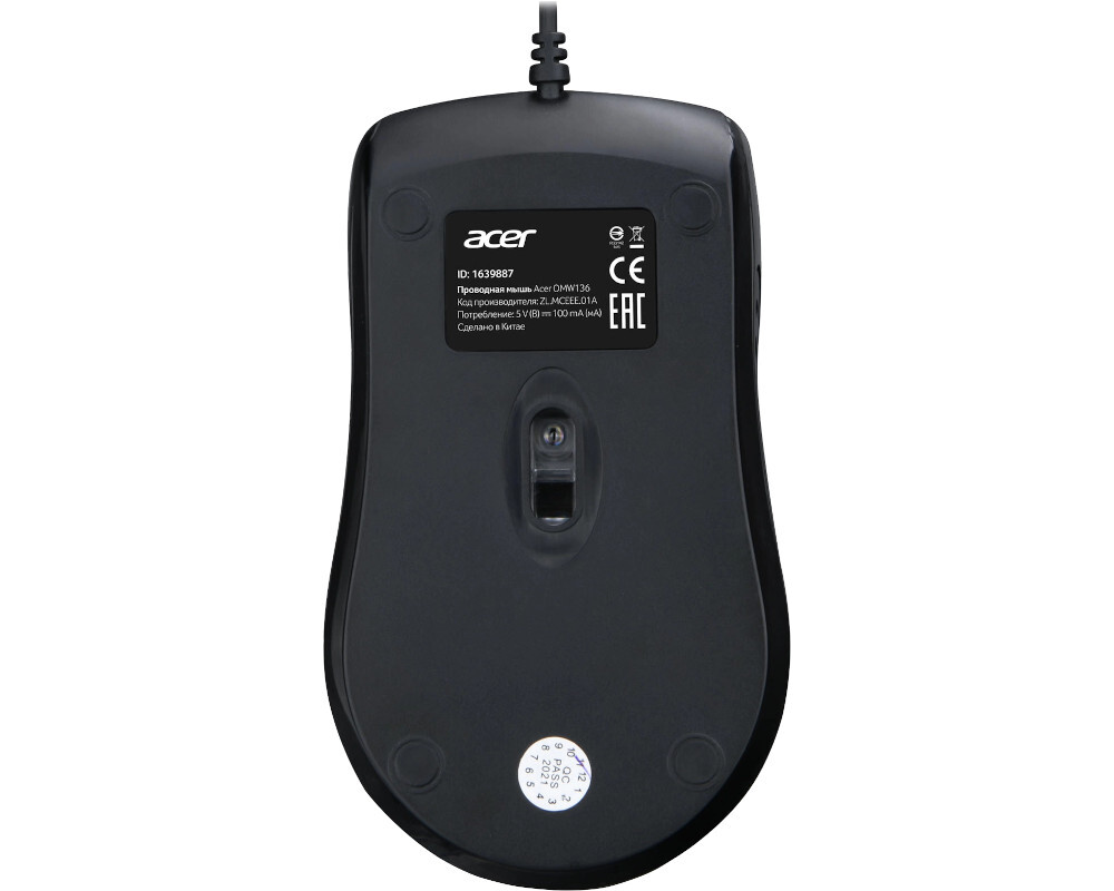 Мышь ACER OMW136 ZL.MCEEE.01A, цвет черный