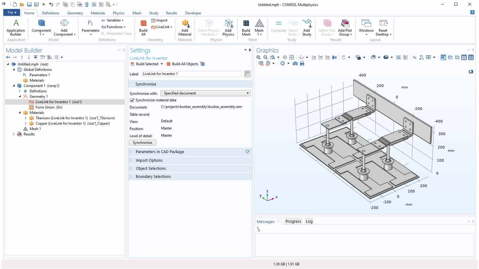 Модуль «LiveLink™ for Inventor®» для программы COMSOL Multiphysics®