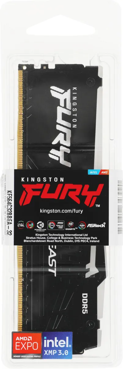 Оперативная память Kingston FURY Beast RGB EXPO 32GB 6400MT/s DDR5 CL32, KF564C32BBEA-32, RTL