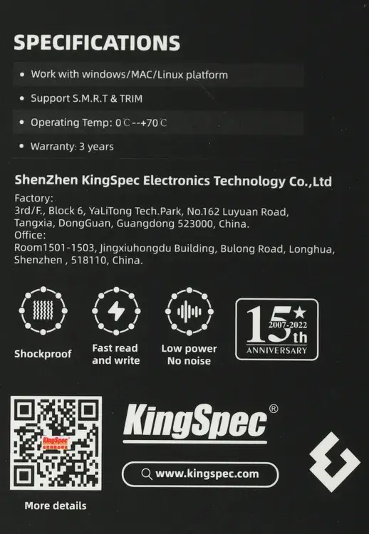 Внутренний твердотельный накопитель KINGSPEC P3 2.5" SATA3 512GB