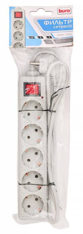 Сетевой фильтр Buro Сетевой фильтр 500SL-1.5-G