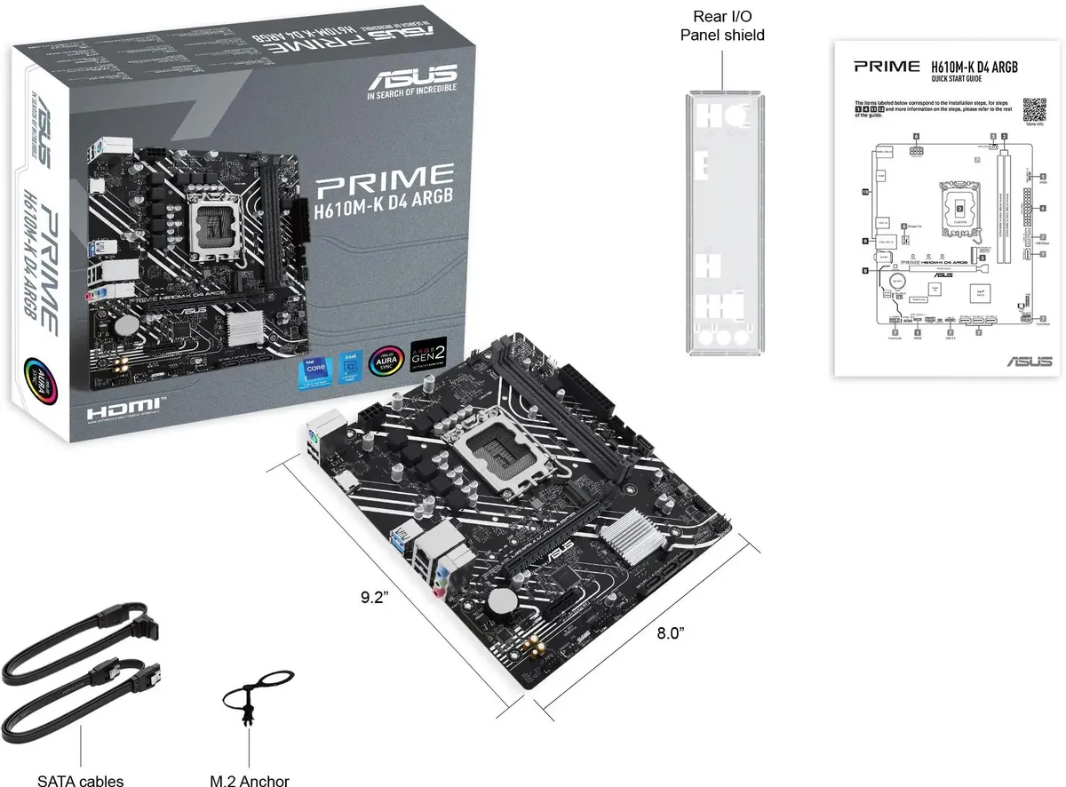 Материнская плата ASUS Intel H610 PRIME H610M-K D4 ARGB