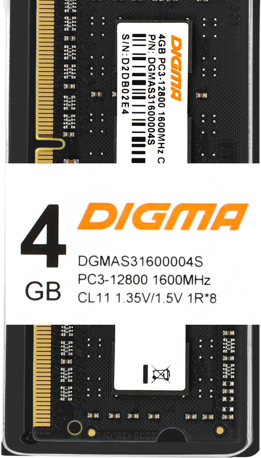 Оперативная память DIGMA DDR3L  4Gb, DGMAS31600004S, RTL